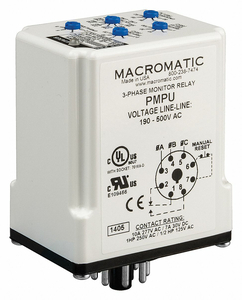 PHASE MONITOR RELAY 190-500VAC PLUG SPDT by Macromatic