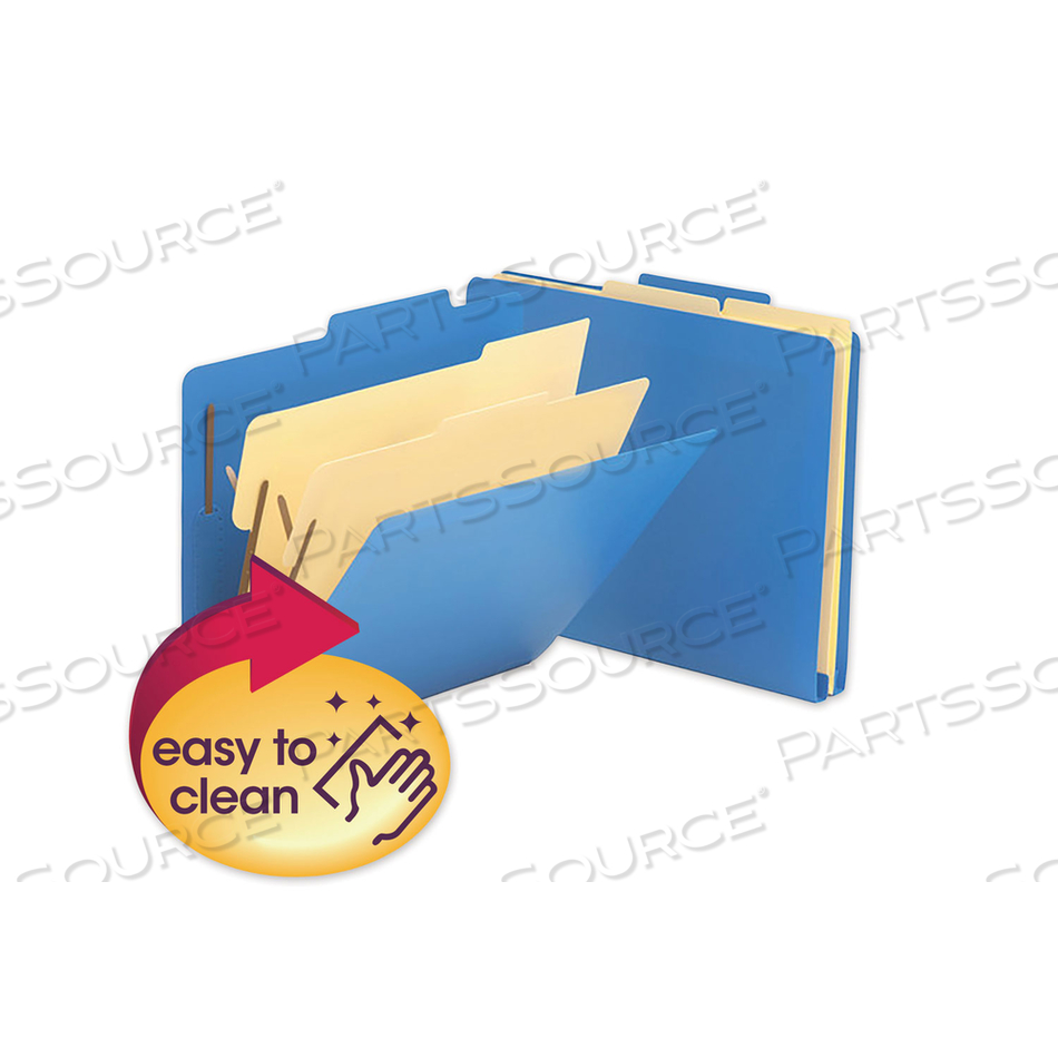 SIX-SECTION POLY CLASSIFICATION FOLDERS, 2" EXPANSION, 2 DIVIDERS, 6 FASTENERS, LETTER SIZE, BLUE EXTERIOR by Smead