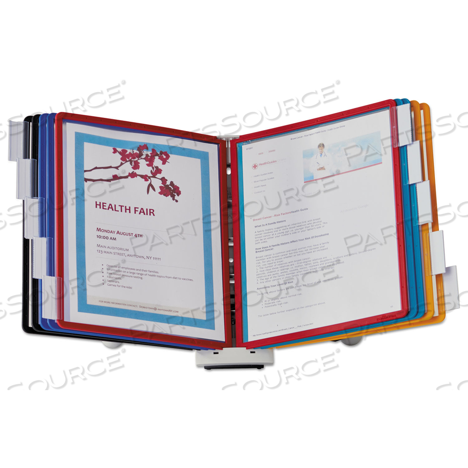 SHERPA DESK REFERENCE SYSTEM, 10 PANELS, 10 X 5.63 X 13.88, ASSORTED BORDERS by Durable