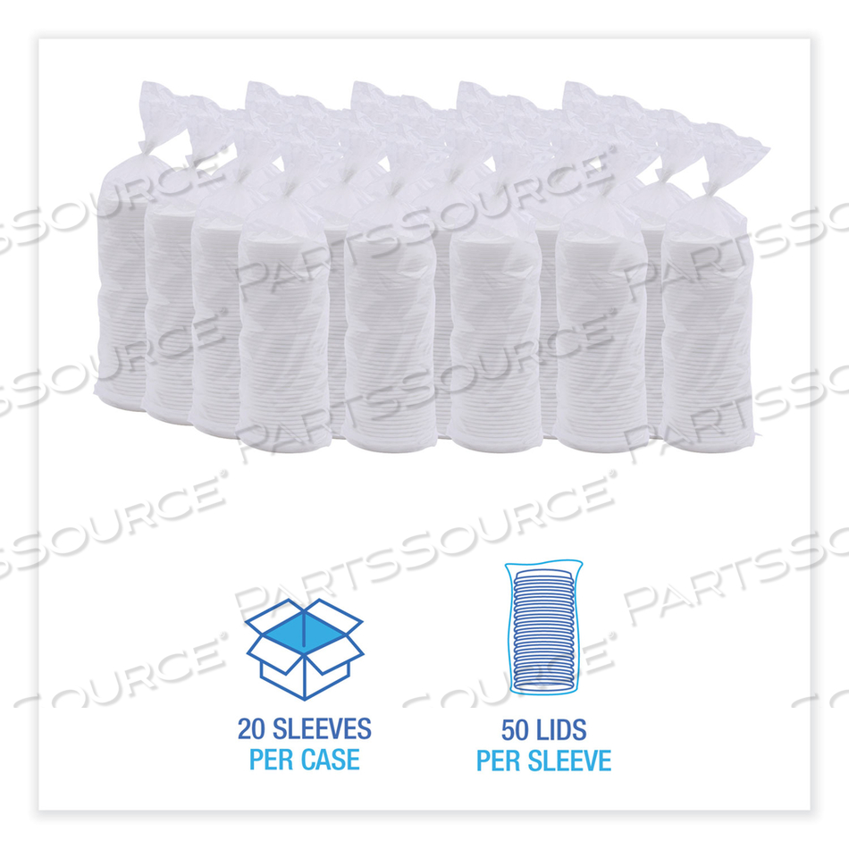 DEERFIELD HOT CUP LIDS, FITS 10 OZ TO 20 OZ CUPS, WHITE, PLASTIC by Boardwalk DEERFIELD HOT CUP LIDS, FITS 10 OZ TO 20 OZ CUPS, WHITE, PLASTIC by Boardwalk