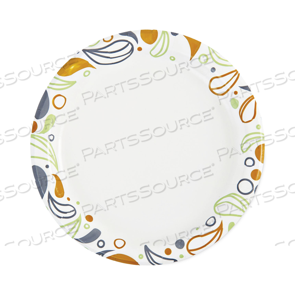 DEERFIELD PRINTED PAPER PLATES, 6" DIA, COATED/SOAK PROOF, MULTICOLOR by Boardwalk