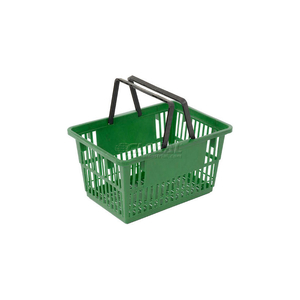 STANDARD PLASTIC SHOPPING BASKET WITH PLASTIC HANDLE 20 LITER 17"L X 12"W X 9"H GREEN by Good L Corporation STANDARD PLASTIC SHOPPING BASKET WITH PLASTIC HANDLE 20 LITER 17"L X 12"W X 9"H GREEN by Good L Corporation