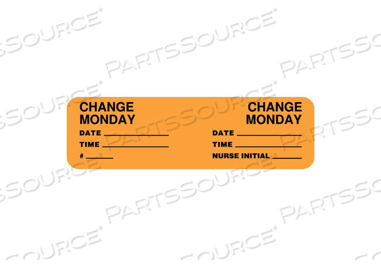 CHANGE MINDER LABEL, MONDAY, FLUORESCENT PAPER, FLUORESCENT ORANGE, 3 IN X 7/8 IN by United Ad Label