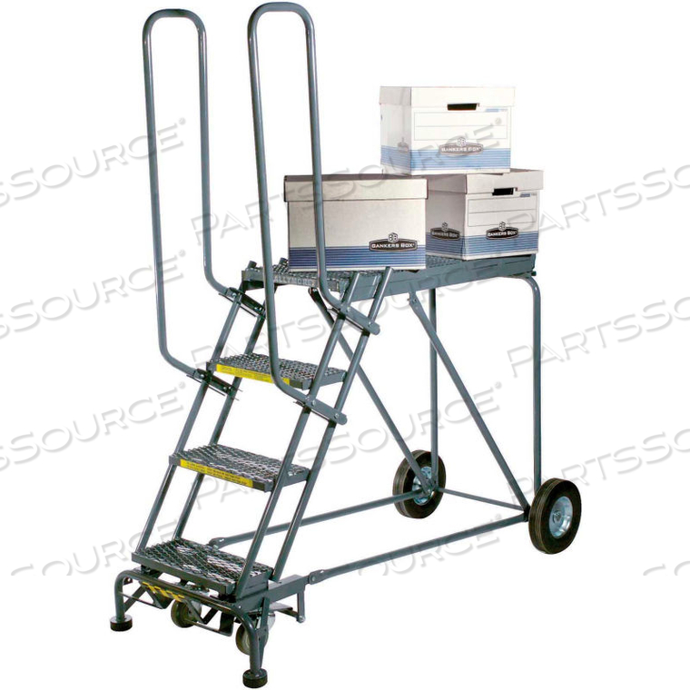 7 STEP STEEL CLIMBING STOCK PICKING LADDER, 600 LB. CAPACITY 