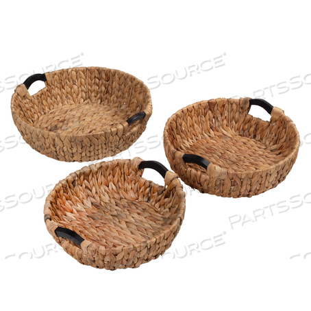 3-PIECE ROUND NATURAL WATER HYACINTH BASKET 