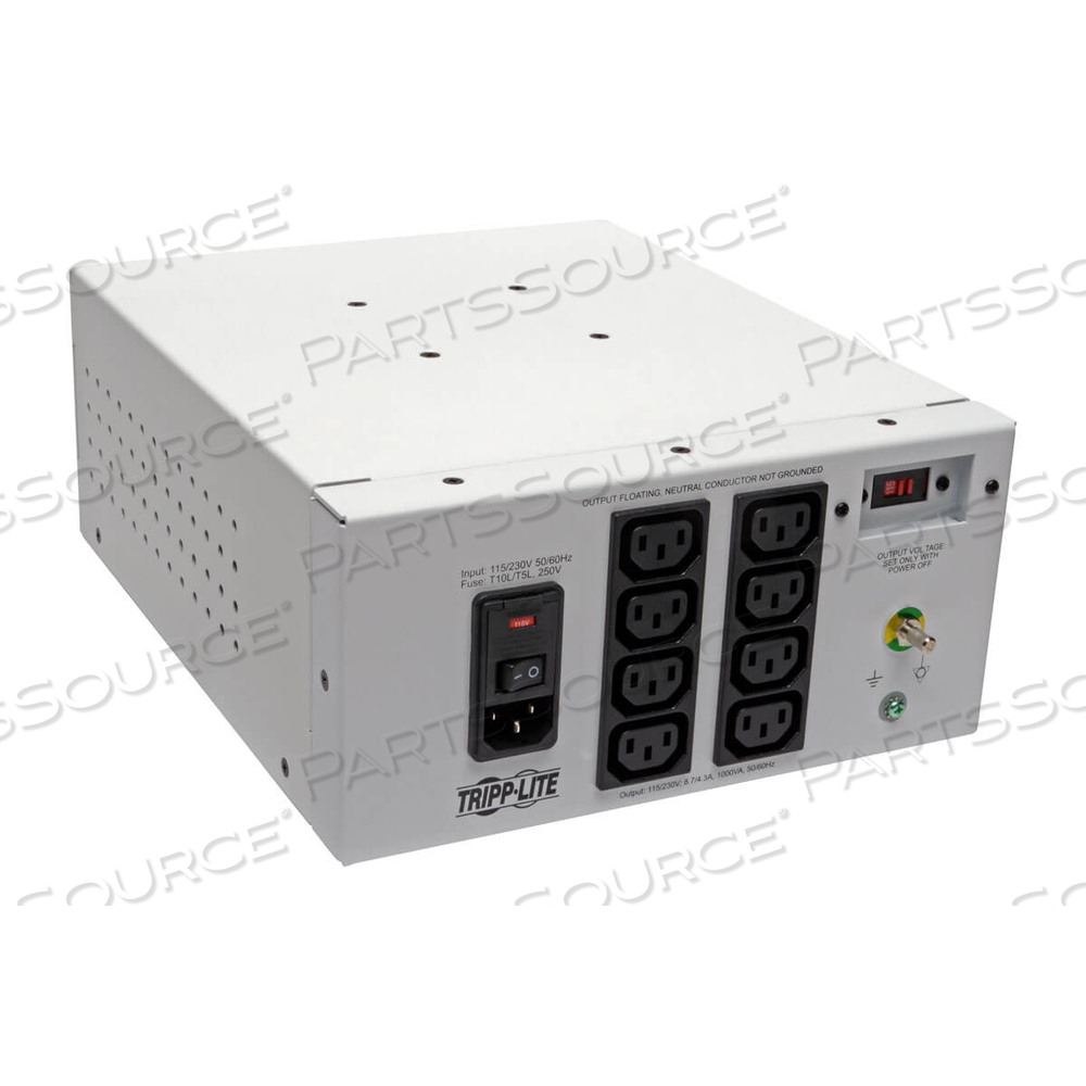115/230V 1000W C14 - C13 DUAL VOLTAGE HOSPITAL GRADE ISOLATION TRANSFORMER - WHITE by Tripp Lite 115/230V 1000W C14 - C13 DUAL VOLTAGE HOSPITAL GRADE ISOLATION TRANSFORMER - WHITE by Tripp Lite