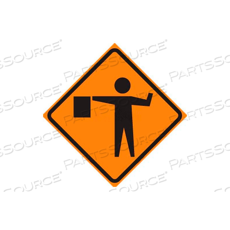 REFLECTIVE ROLL-UP SIGN, 48" X 48", FLAGGER SYMBOL 