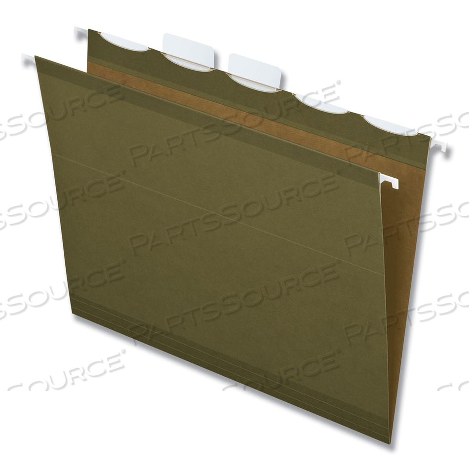 READY-TAB REINFORCED HANGING FILE FOLDERS, LETTER SIZE, 1/5-CUT TABS, STANDARD GREEN by Esselte Pendaflex Corp.