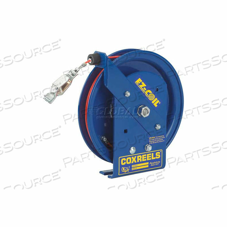 SAFETY SPRING REWIND STATIC DISCHARGE CORD REEL, 50' CORD, W/50A GROUND CLAMP by Coxreels SAFETY SPRING REWIND STATIC DISCHARGE CORD REEL, 50' CORD, W/50A GROUND CLAMP by Coxreels