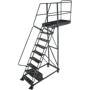 9 STEP STEEL CANTILEVER LADDER -35" OVERHANG, PERFORATED TREAD by Ballymore