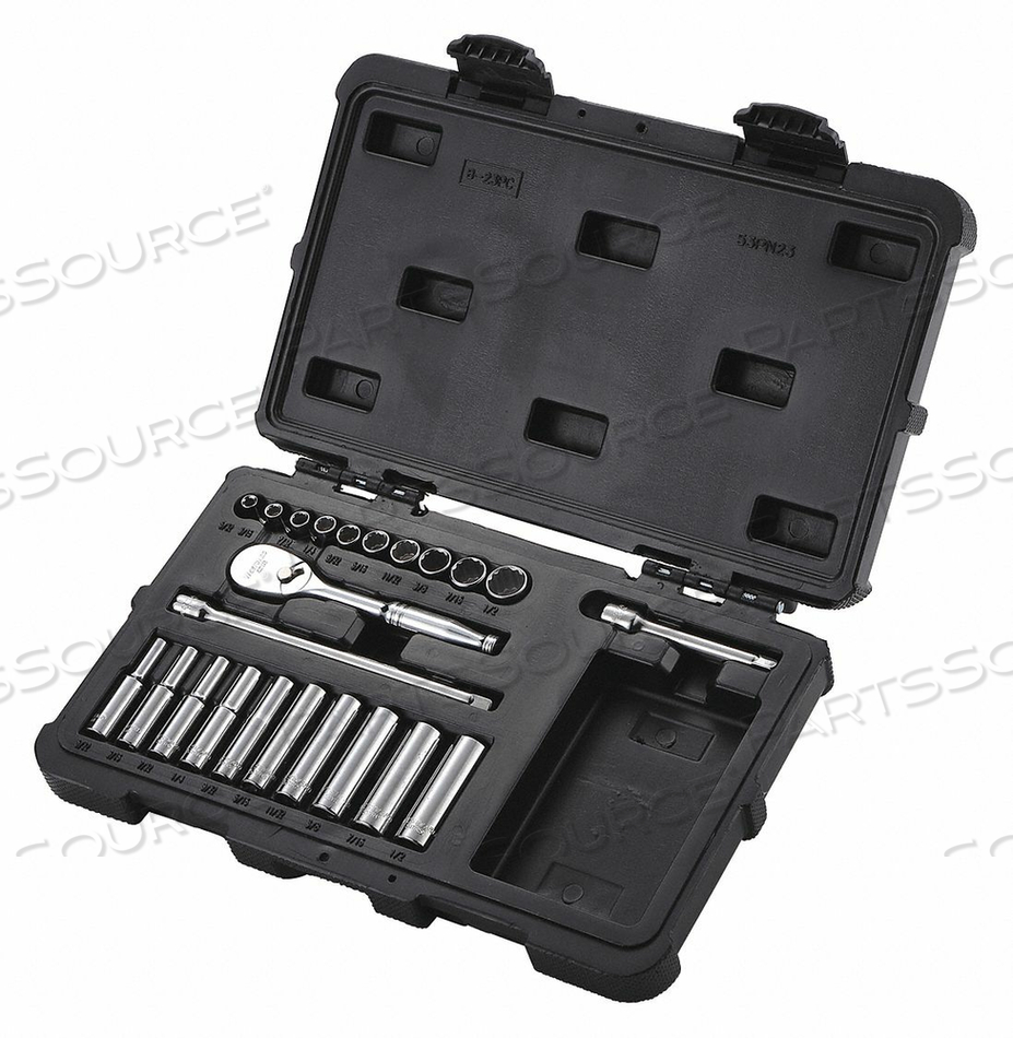 SOCKET SET 1/4 SAE CHROME 23PCS by Westward