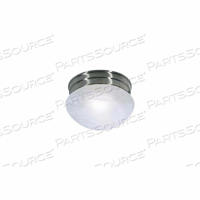 1 LIGHT - 8" - FLUSH MOUNT - SMALL ALABASTER MUSHROOM BRUSHED NICKEL by Satco