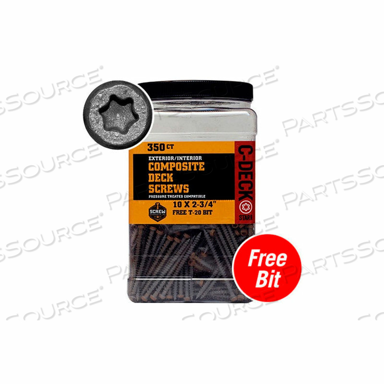 10 X 2-3/4" C-DECK COMPOSITE ACQ COMPATIBLE STAR DRIVE DECK SCREWS - RIVER ROCK - PKG OF 350 by Screw Products, Inc.