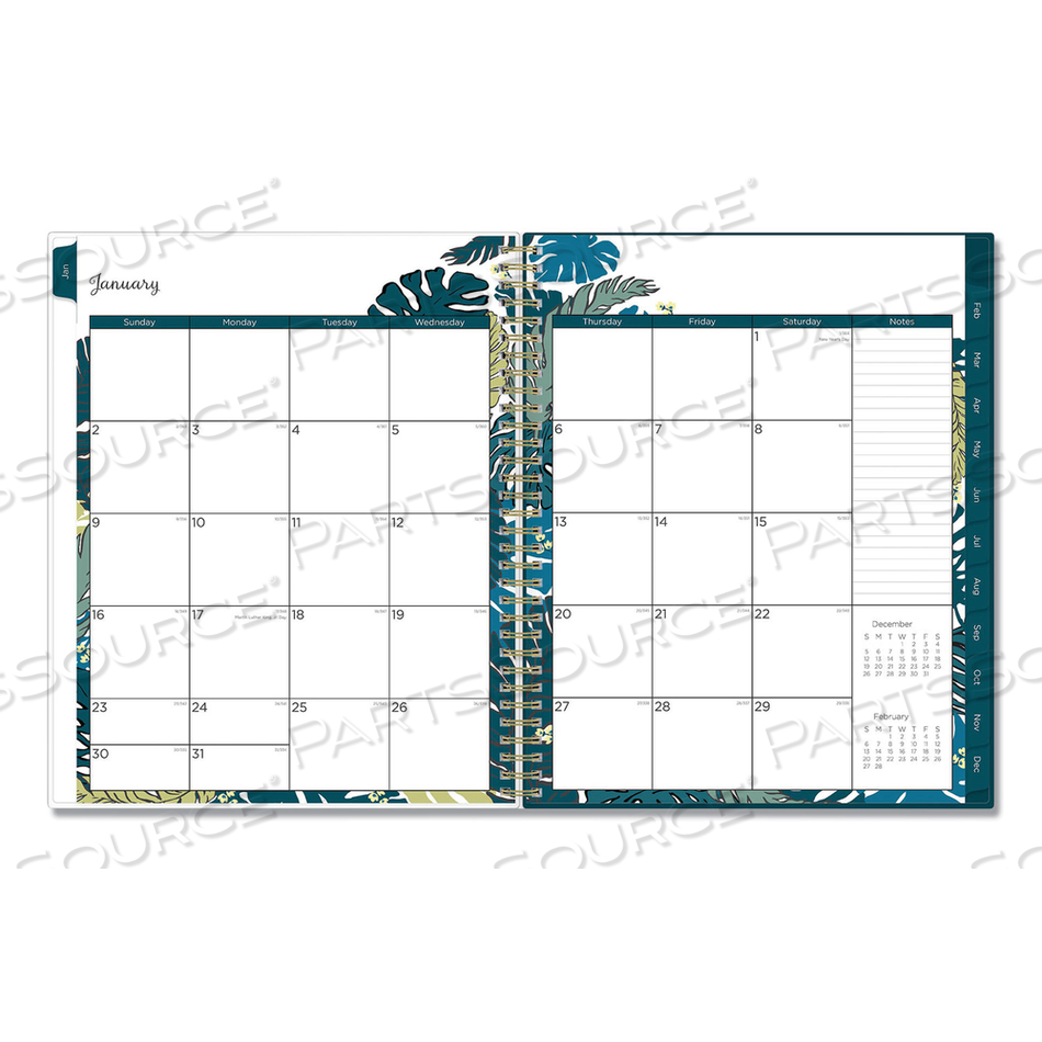 GRENADA CREATE-YOUR-OWN COVER WEEKLY/MONTHLY PLANNER, FLORAL ARTWORK, 11 X 8.5, GREEN/BLUE/TEAL, 12-MONTH (JAN-DEC): 2023 