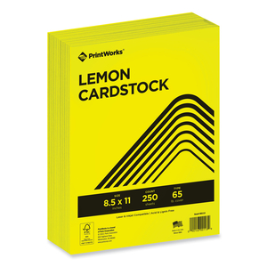 COLOR CARDSTOCK, 65 LB COVER WEIGHT, 8.5 X 11, LEMON YELLOW, 250/REAM by PrintWorks Professional