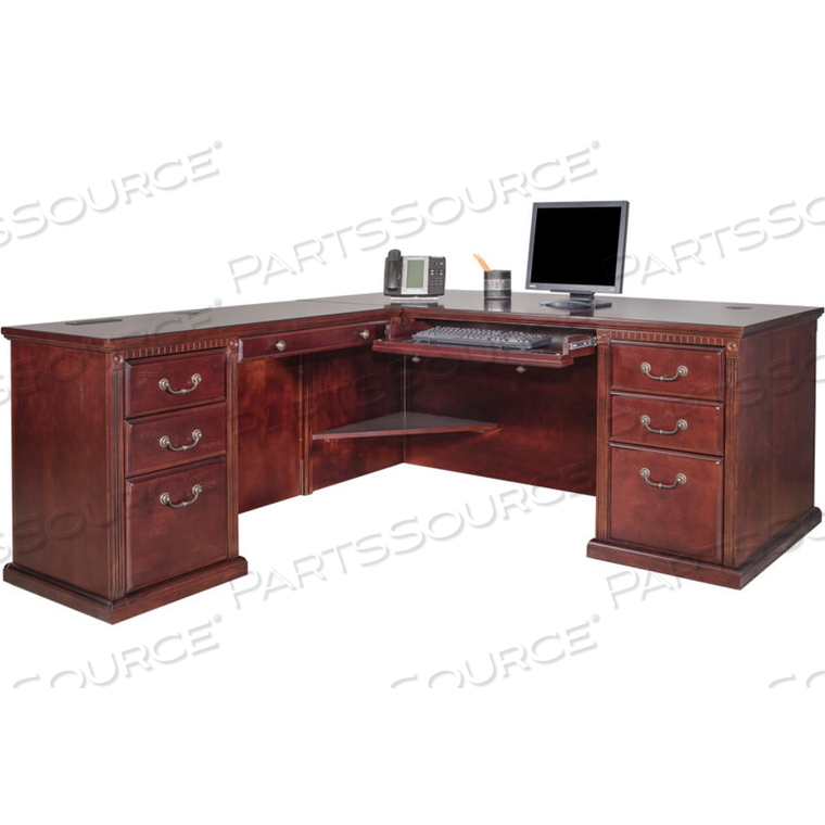 HUNTINGTON CLUB LEFT L-SHAPED DESK & RETURN COMBO - VIBRANT CHERRY 