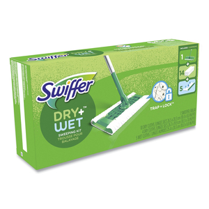 SWEEPER MOP, 10 X 4.8 WHITE CLOTH HEAD, 46" SILVER/GREEN ALUMINUM/PLASTIC HANDLE by Swiffer