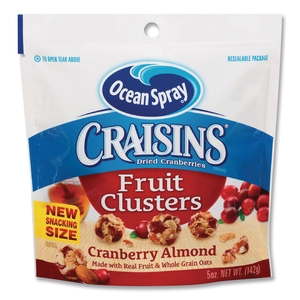 CRAISINS FRUIT CLUSTERS, CRANBERRY ALMOND, 5 OZ RESEALABLE BAG, 12/CARTON by Ocean Spray