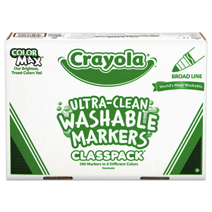 ULTRA-CLEAN WASHABLE MARKER CLASSPACK, BROAD BULLET TIP, 8 ASSORTED COLORS, 200/BOX by Crayola