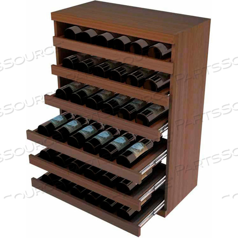 BULK STORAGE, PULL OUT WINE BOTTLE CRADLE, 6-DRAWER 3 FT HIGH - UNSTAINED MAHOGANY 