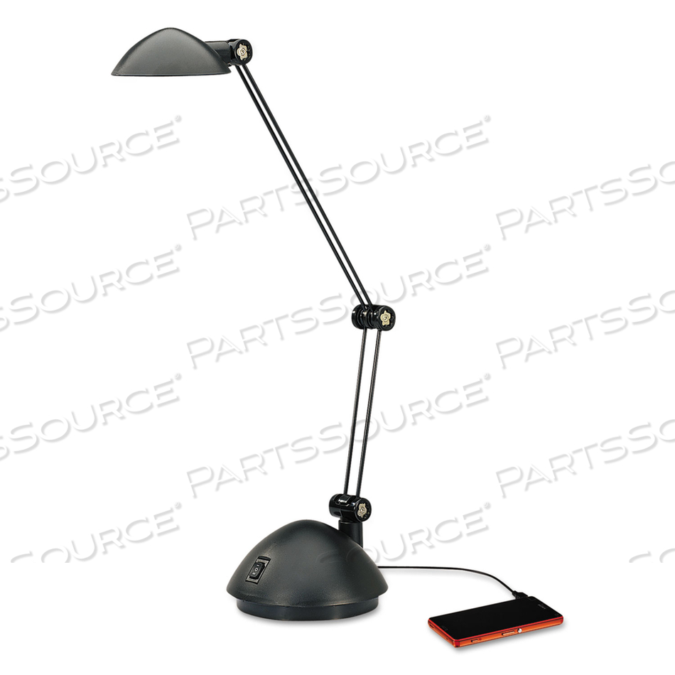TWIN-ARM TASK LED LAMP WITH USB PORT, 11.88W X 5.13D X 18.5H, BLACK by Alera