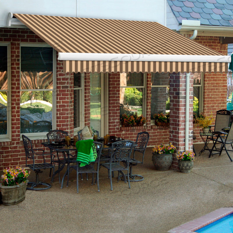 RETRACTABLE AWNING RIGHT MOTOR 18'W X 11/16'H X 10'D BROWN/TAN 