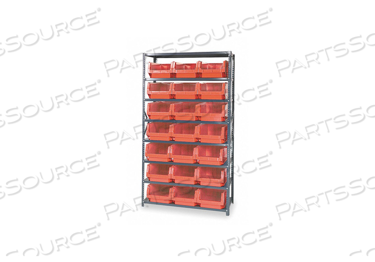 MSU-532 STEEL SHELVING WITH 21 MAGNUM GIANT HOPPER BINS RED, 18X42X75 by Quantum Storage Systems MSU-532 STEEL SHELVING WITH 21 MAGNUM GIANT HOPPER BINS RED, 18X42X75 by Quantum Storage Systems