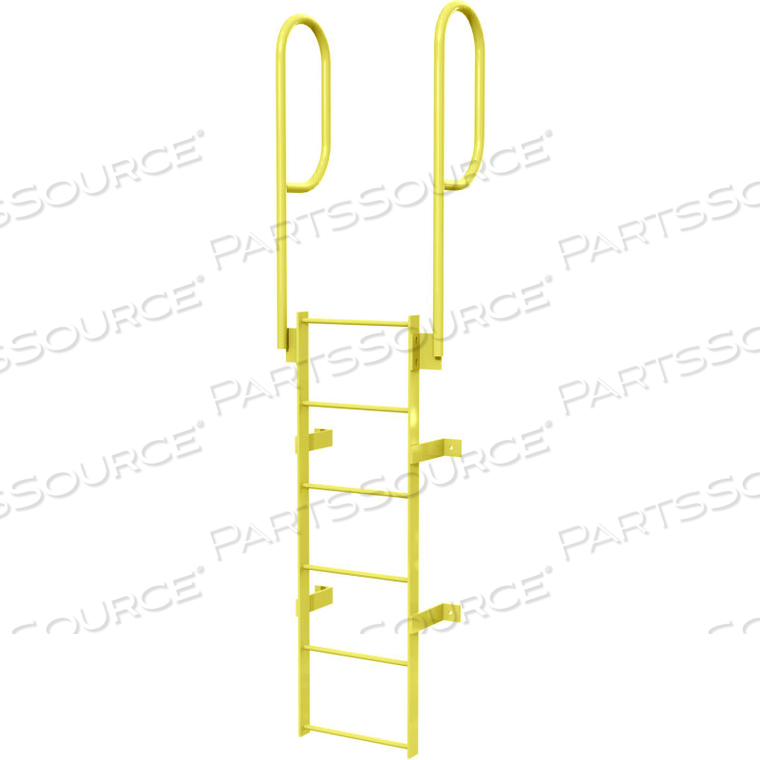 6 STEP STEEL WALK THROUGH WITH HANDRAILS FIXED ACCESS LADDER, YELLOW by Tri-Arc