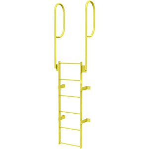 6 STEP STEEL WALK THROUGH WITH HANDRAILS FIXED ACCESS LADDER, YELLOW by Tri-Arc 6 STEP STEEL WALK THROUGH WITH HANDRAILS FIXED ACCESS LADDER, YELLOW by Tri-Arc
