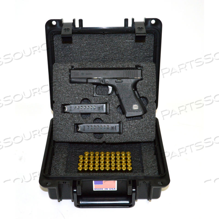 PISTOL CASE WITH GLOCK INSERTS WATERTIGHT, 10-11/16"X9-3/4"X4-13/16" BLACK 