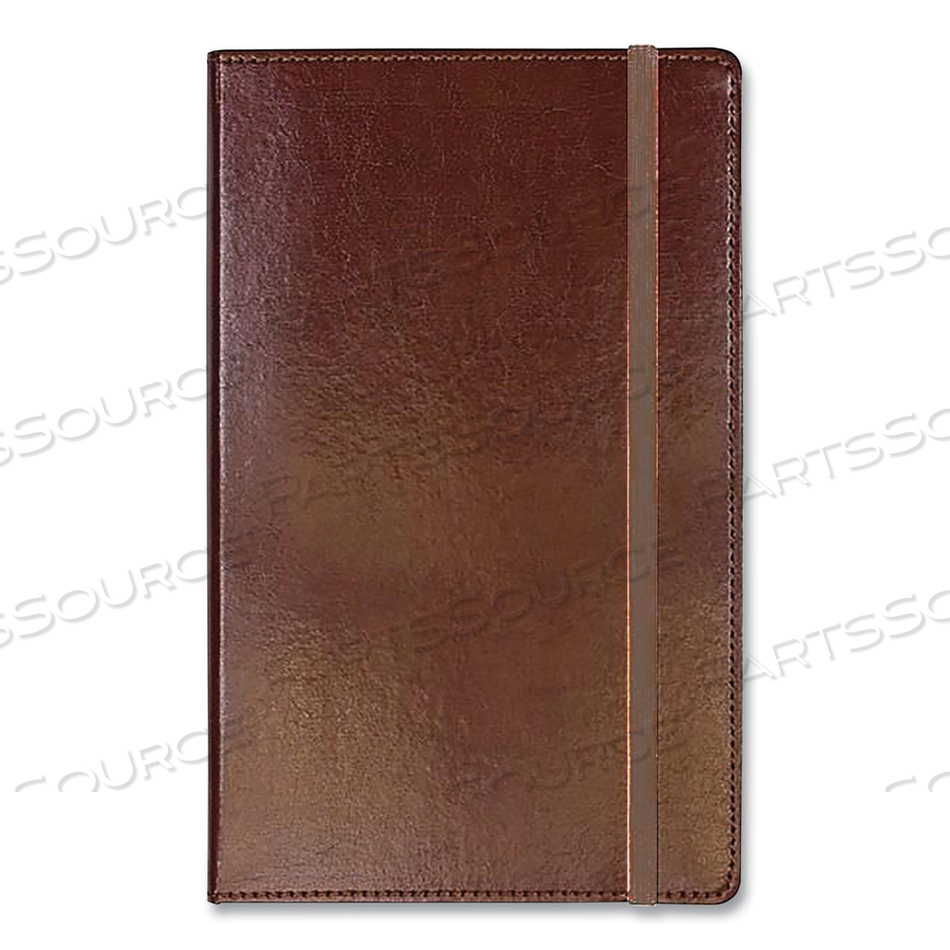 BONDED LEATHER JOURNAL, 1 SUBJECT, NARROW RULE, BROWN COVER, 8.25 X 5, 240 SHEETS 