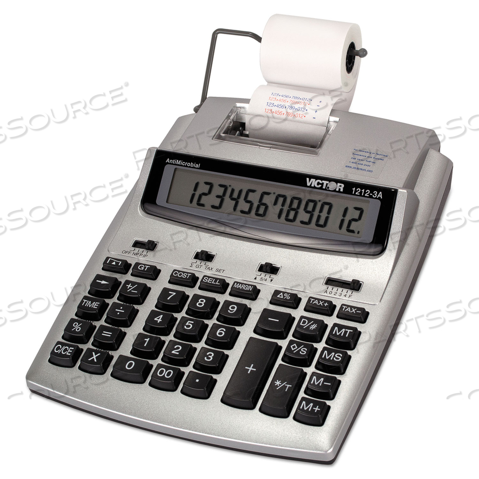 12-DIGIT CALCULATOR, 2 COLOR PRINTING, 7-1/4" X 8-1/4" X 2-1/2", WHITE by Victor Technology, LLC