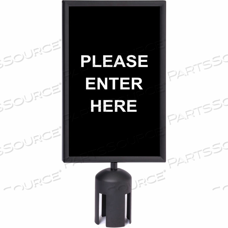QUEUE ACRYLIC SIGN, DOUBLE SIDED, "PLEASE ENTER HERE", 7"WX11"H, BLACK/WHITE by Queue Solutions LLC