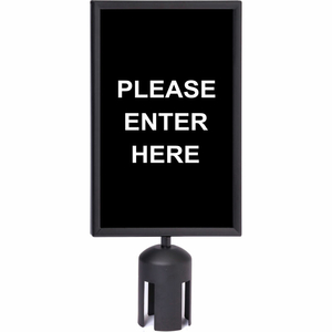 QUEUE ACRYLIC SIGN, DOUBLE SIDED, "PLEASE ENTER HERE", 7"WX11"H, BLACK/WHITE by Queue Solutions LLC