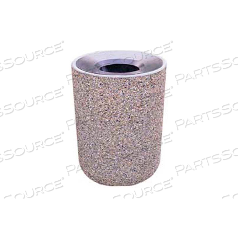 CONCRETE WASTE RECEPTACLE W/GRAY ALUMINUM PITCH IN TOP - 24" DIA X 33" SAND by Wausau Tile