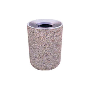 CONCRETE WASTE RECEPTACLE W/GRAY ALUMINUM PITCH IN TOP - 24" DIA X 33" SAND by Wausau Tile