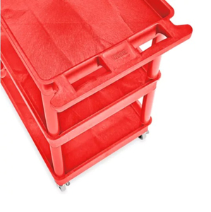 28 X 19 X 39IN RED ULINE 3-SHELF UTILITY CART WITH LIPPED SHELVES by Uline