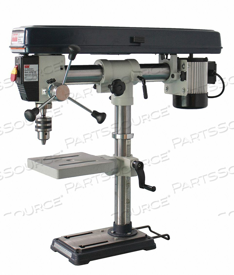 RADIAL BENCH DRILL PRESS, PRIMARY MATERIAL APPLICATION METAL, WOOD, POWER DOWN FEED INCLUDED NO, DRILL PRESS TYPE BENCHTOP, DRILL PRESS APPL by DAYTON ELECTRIC MANUFACTURING CO