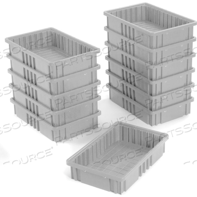 GLOBAL INDUSTRIAL PLASTIC DIVIDABLE GRID CONTAINER DG92035,16-1/2"L X 10-7/8"W X 3-1/2"H, GRAY by Quantum Storage Systems