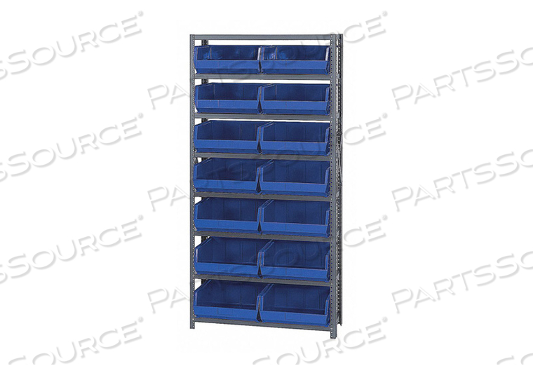 QSBU-245 STEEL SHELVING WITH 24 GIANT STACKING BINS BLUE, 12X36X75 by Quantum Storage Systems QSBU-245 STEEL SHELVING WITH 24 GIANT STACKING BINS BLUE, 12X36X75 by Quantum Storage Systems