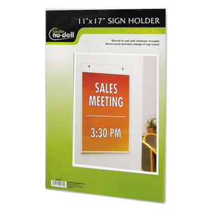 CLEAR PLASTIC SIGN HOLDER, WALL MOUNT, 11 X 17 by Nudell Office Products