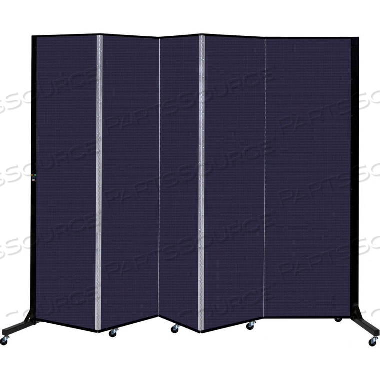 5 PANEL LIGHT-DUTY PORTABLE ROOM DIVIDER, 6'5"H X 9'5"L, FABRIC COLOR: NAVY by Screenflex