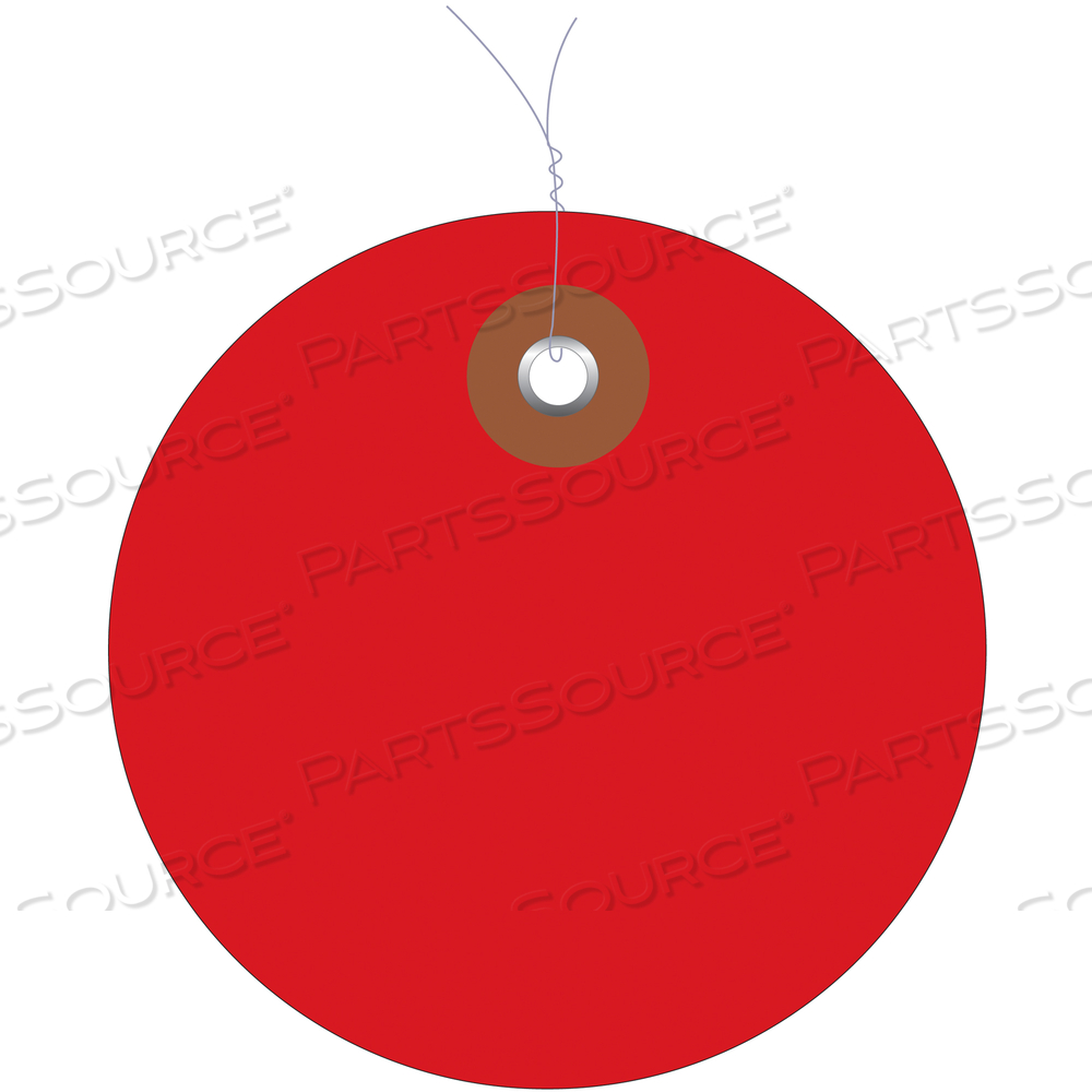 PLASTIC CIRCLE TAGS, PRE-WIRED, 3", RED, 100/EACH by BOX Partners (Box Acquisitions, LLC)