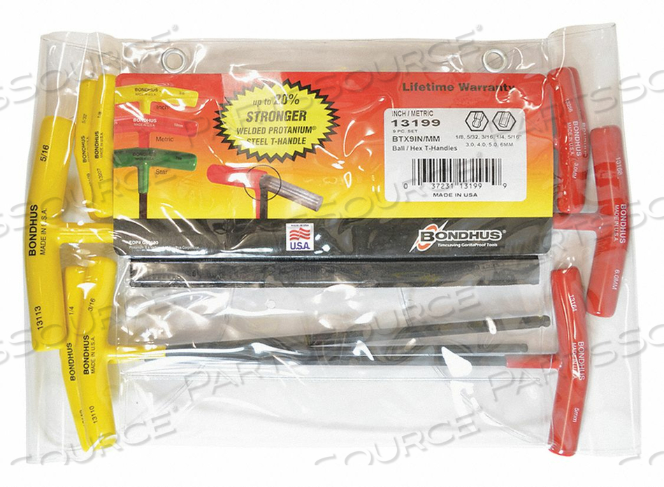 HEX KEY SET ARM 7.60 TO 11.40 L by Bondhus