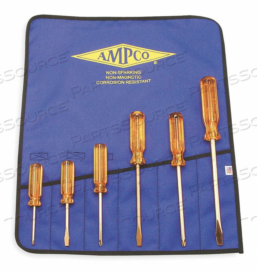NONSPARK SCREWDRIVER SET SLOT/PHLLPS 6PC by Ampco Safety Tools NONSPARK SCREWDRIVER SET SLOT/PHLLPS 6PC by Ampco Safety Tools