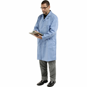 UNISEX MICROSTATIC ESD LAB COAT - BLUE, L by Superior Surgical, LLC