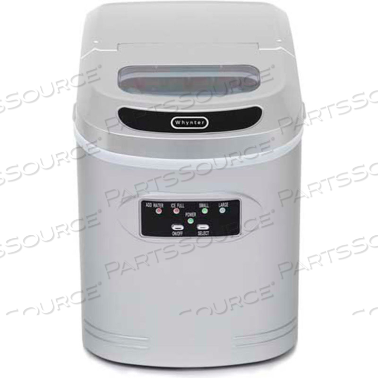 ICE MAKER, COMPACT, PORTABLE, METALLIC SILVER, MAKES 27 LBS. PER DAY by Whynter LLC ICE MAKER, COMPACT, PORTABLE, METALLIC SILVER, MAKES 27 LBS. PER DAY by Whynter LLC