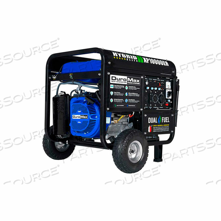 DUROMAX HYBRID PORTABLE GENERATOR W/ ELECTRIC START, DUAL FUEL, 10000 RATED WATTS 