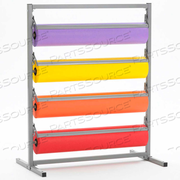 HORIZONTAL PAPER DISPENSER WITH CUTTER FOR 36"W X 9" DIAMETER ROLLS, 4 ROLL CAPACITY by Bulman Products Inc HORIZONTAL PAPER DISPENSER WITH CUTTER FOR 36"W X 9" DIAMETER ROLLS, 4 ROLL CAPACITY by Bulman Products Inc