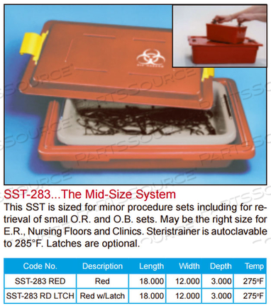 SST SYSTEMS, 18"L X 12"W X 3"H - RED 